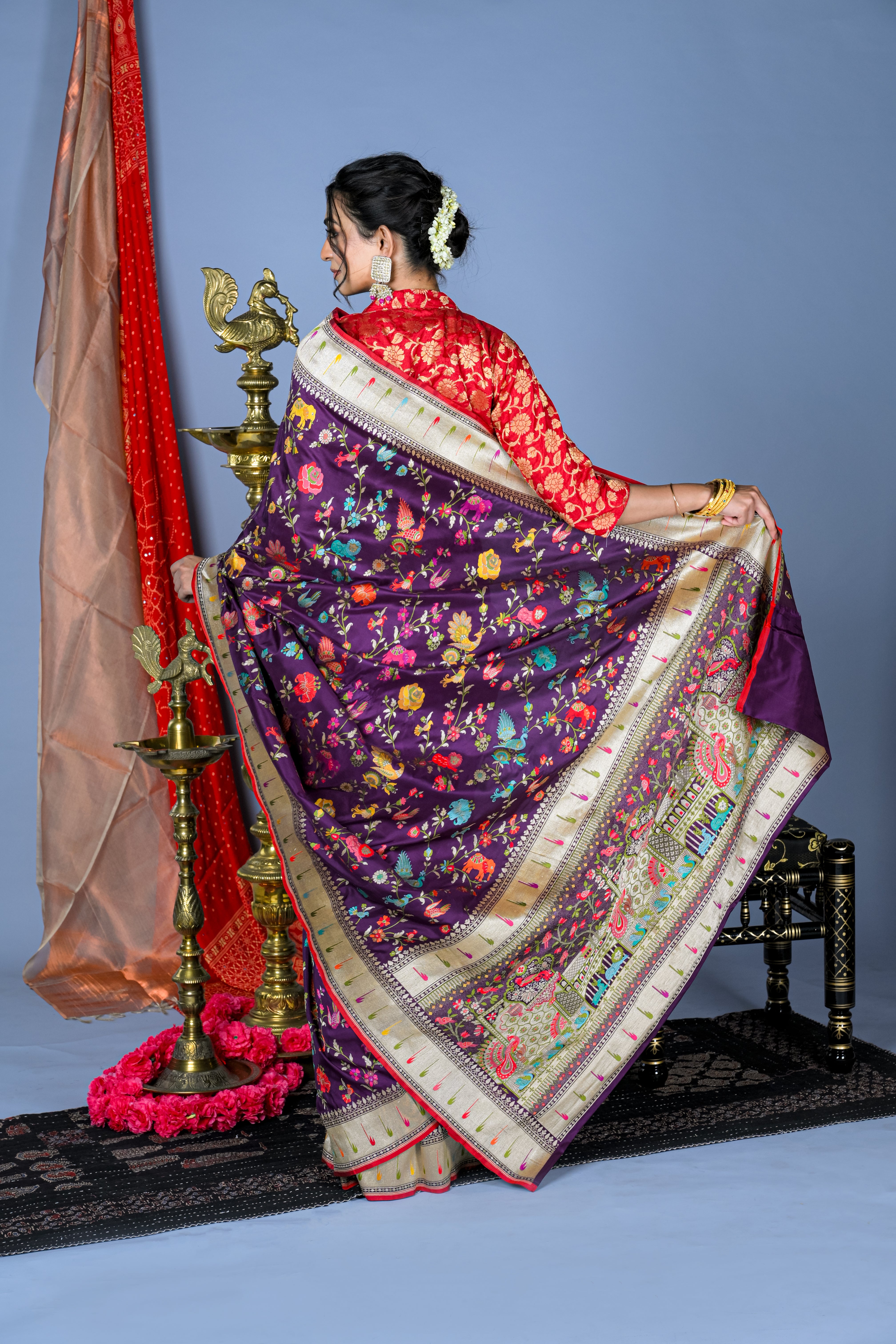 Image of Banarasi Silk Violet Saree